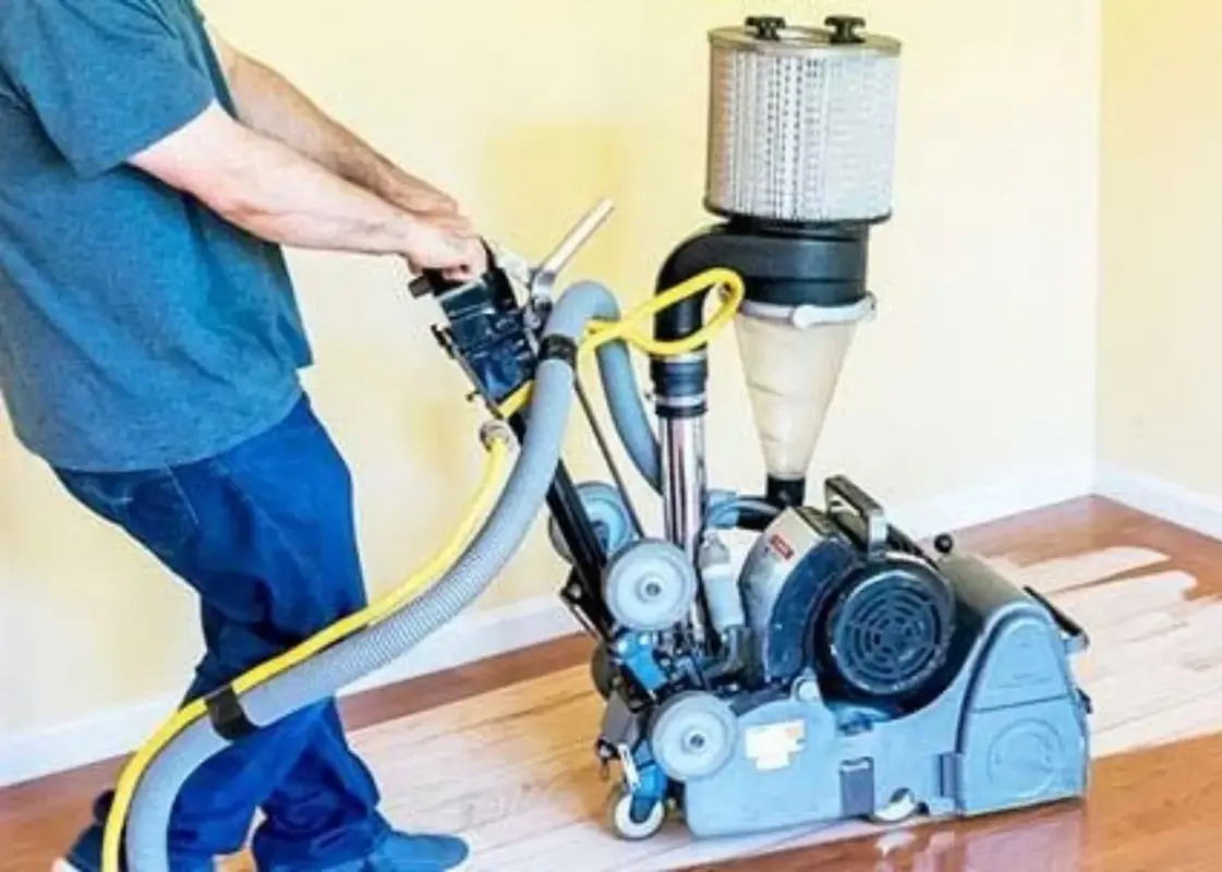 Dustless hardwood floor sanding process