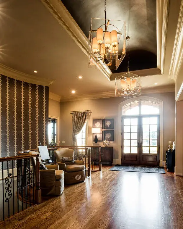 Refinished oak hardwood flooring with natural finish