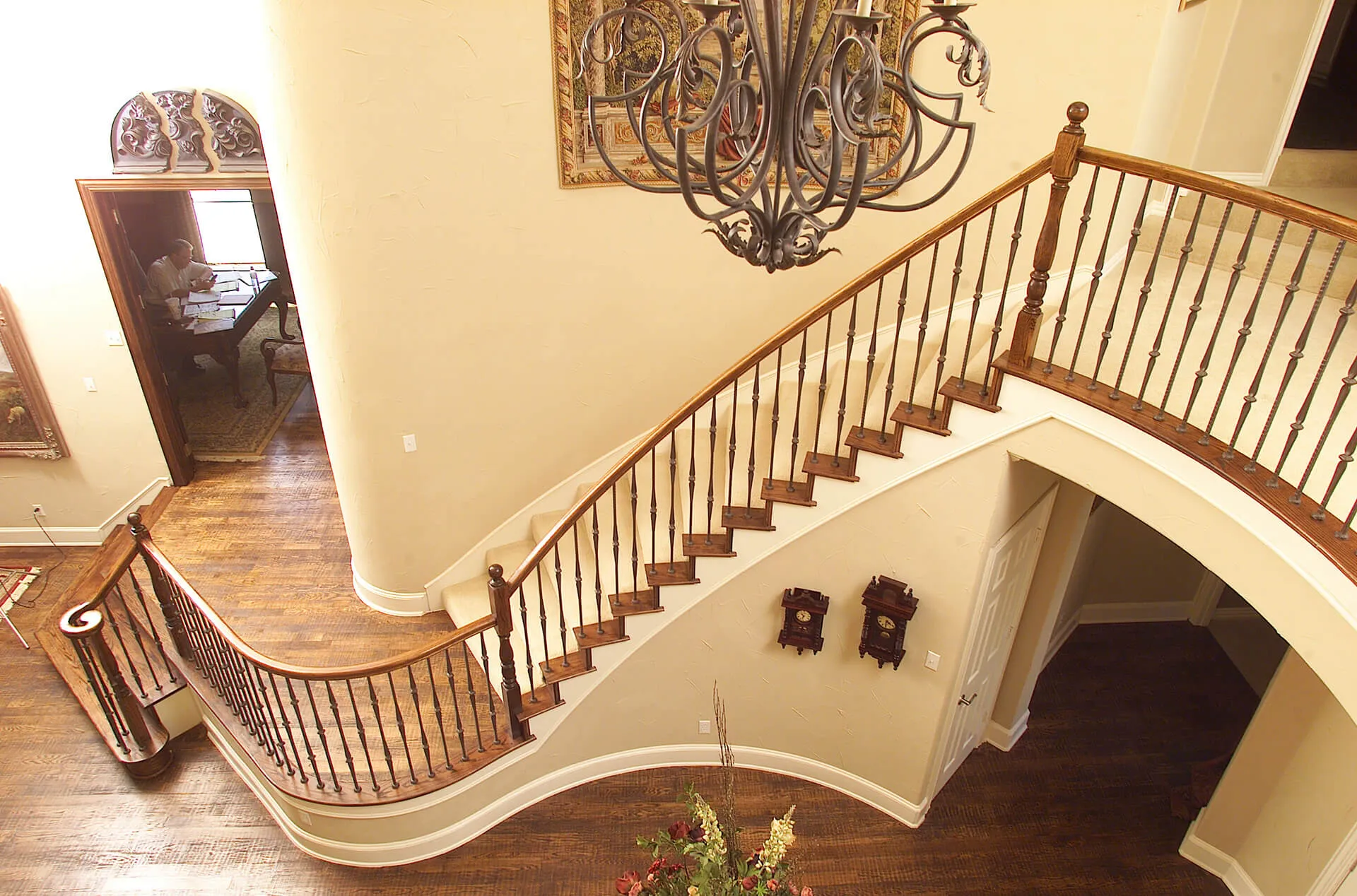 Staircase makeover with iron spindles