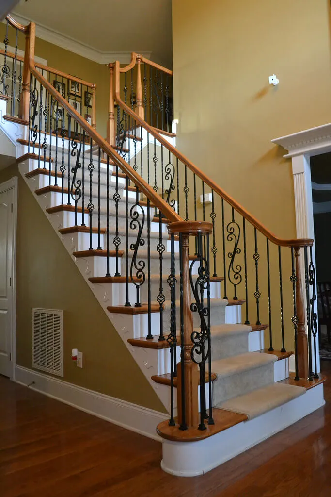 Hardwood staircase refinishing project