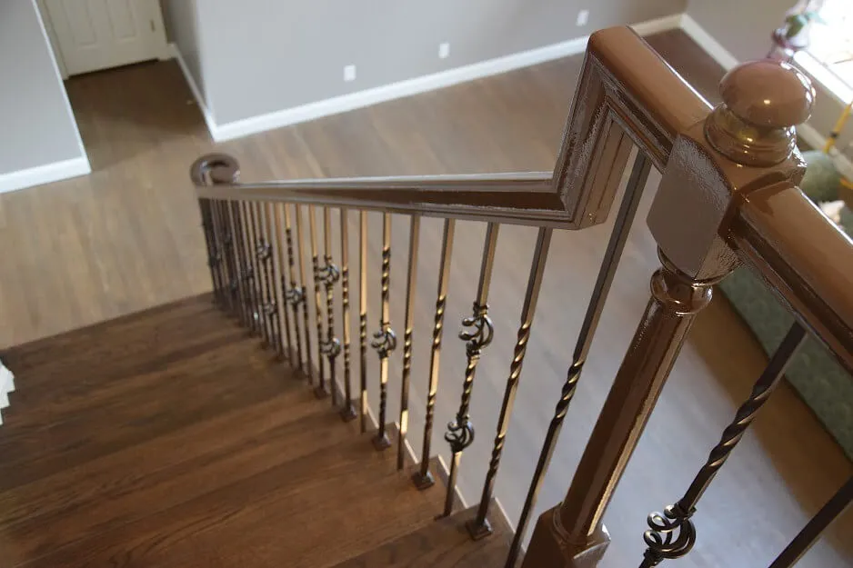 Staircase remodel with new hardwood treads